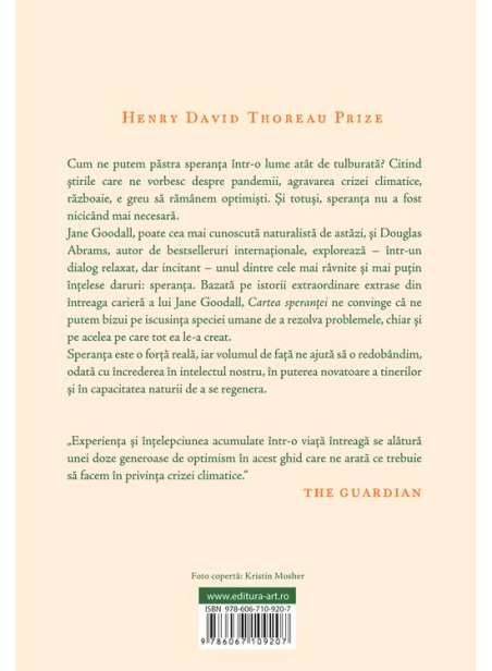 Cartea speranței - Jane Goodall, Douglas Abrams, Gail Hudson | Art (Sapiens)
