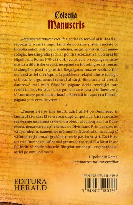 Respingerea tuturor ereziilor - Hippolytus - Hipolit Din Roma | Editura Herald