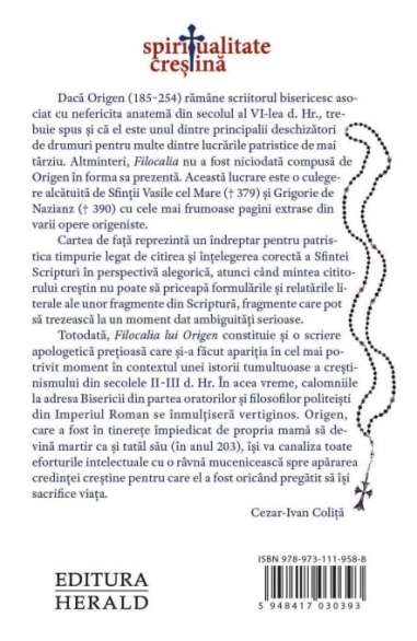 Filocalia lui Origen - Origen | Editura Herald