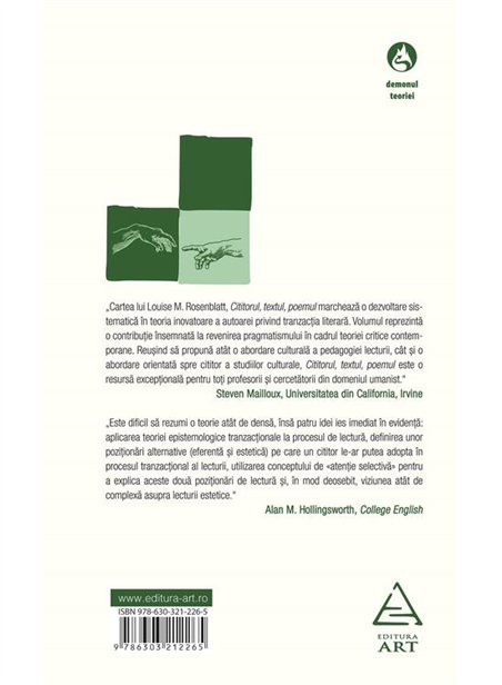 Cititorul, textul, poemul. Teoria tranzactionala a operei literare - Louise M. Rosenblatt | Editura Art [necartonata]