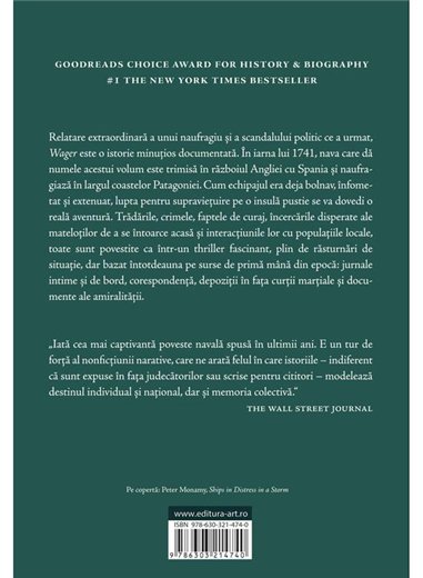 Wager. O poveste despre naufragiu, rebeliune si crima - David Grann | Editura Art [necartonata]