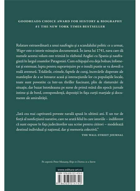 Wager. O poveste despre naufragiu, rebeliune si crima - David Grann | Editura Art [necartonata]