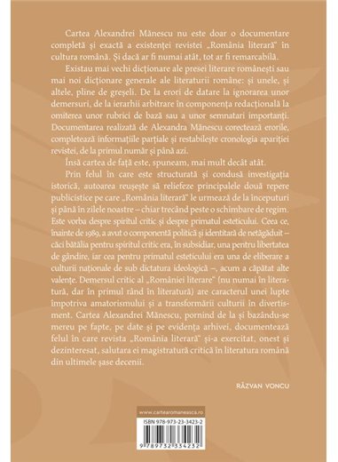 O istorie a ,,Romaniei literare" - Alexandra Florina Manescu | Cartea Romaneasca [necartonata]