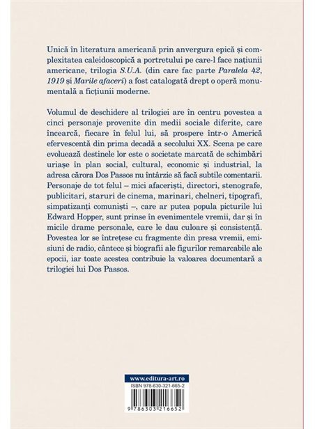 Trilogia S.U.A | Paralela 42 - John Dos Passos | Editura Art [cartonata]