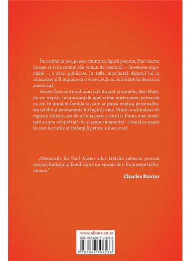 Inventarea singuratatii - Paul Auster | Editura Art [necartonata]