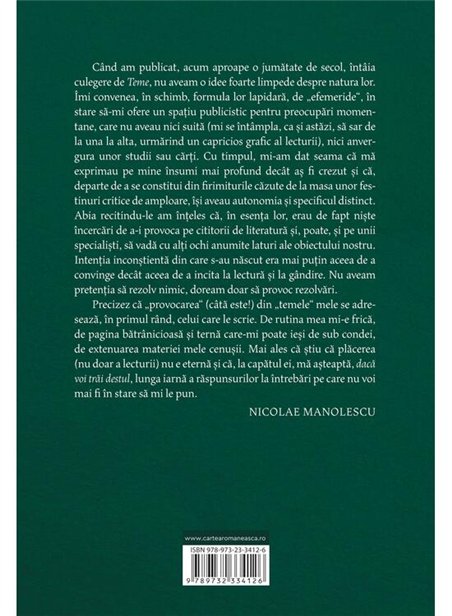 Teme - Nicolae Manolescu | Cartea Romaneasca [cartonata]