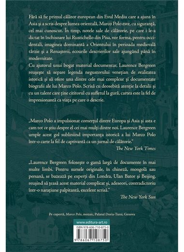 Marco Polo. De la Venetia la Shangdu - Laurence Bergreen | Editura Art [necartonata]