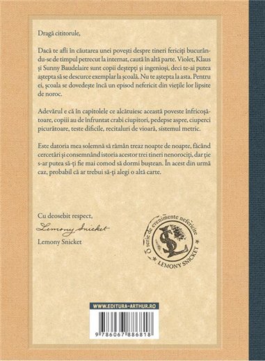 O serie de evenimente nefericite V: Academia austera - Lemony Snicket | Arthur [cartonata]