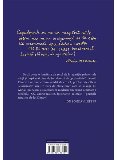 Carte de vise - Leonid Dimov | Cartea Romaneasca [cartonata]