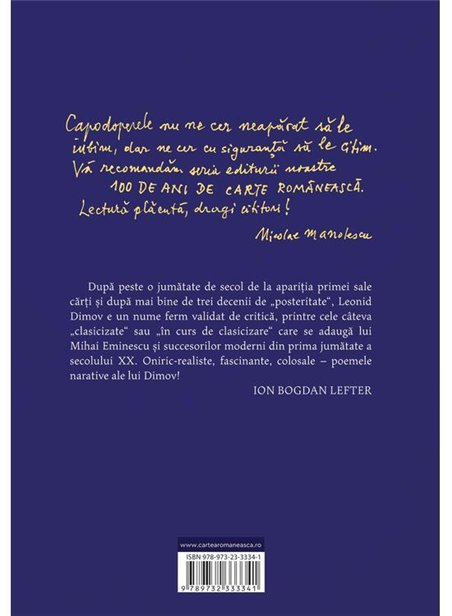 Carte de vise - Leonid Dimov | Cartea Romaneasca [cartonata]