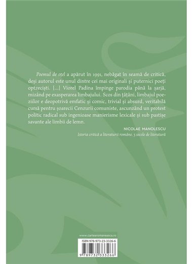 Poemul de otel - Viorel Padina | Cartea Romaneasca [necartonata]