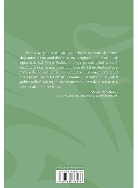Poemul de otel - Viorel Padina | Cartea Romaneasca [necartonata]