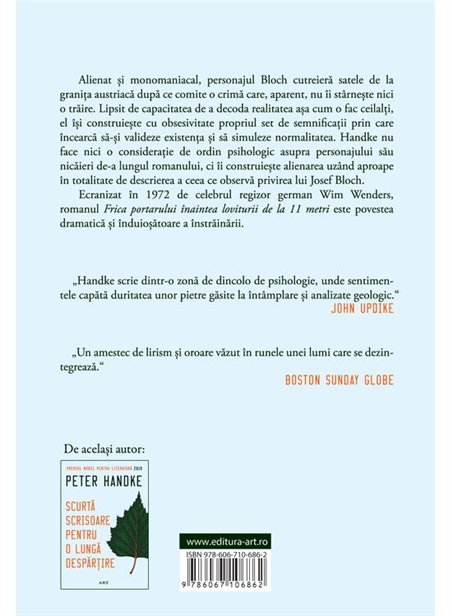 Frica portarului inaintea loviturii de la 11 metri - Peter Handke | Editura Art [necartonata]