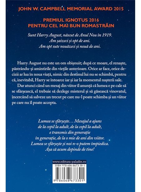 Primele cincisprezece vieti ale lui Harry August - Claire North | Paladin [cartonata]