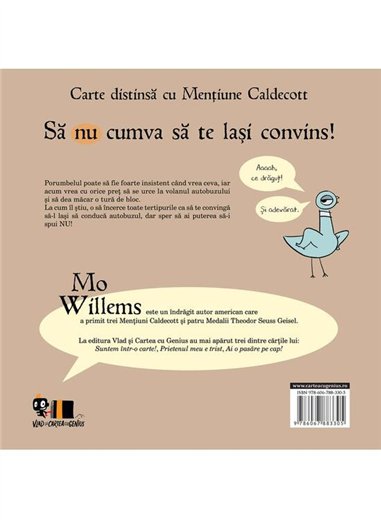 Nu lasa porumbelul la volan! - Mo Willems | Vlad si Cartea cu Genius [cartonata]